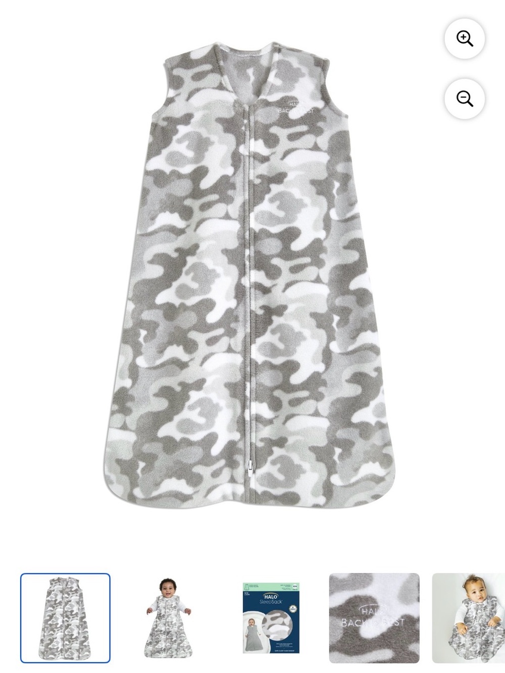 Halo Gray and White Camo Sleep Sack Small 0-6 months 10-18 lbs EUC